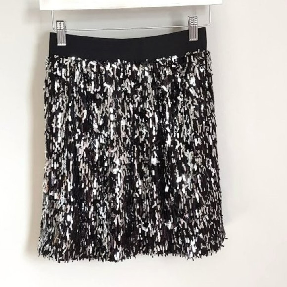 Stella & Dot Black and Silver Sequin Skirt NWT XS - Picture 3 of 9